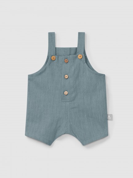 Plain dungaree shorts in linen with cotton Plain dungaree shorts in linen with cotton