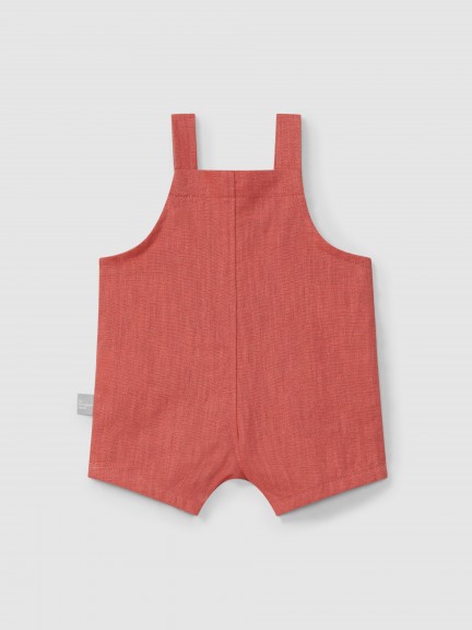 Pantalón Corto liso con peto de lino con algodón Pantalón Corto liso con peto de lino con algodón