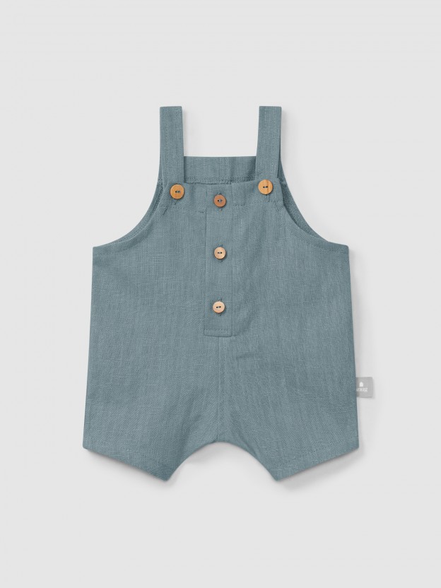 Plain dungaree shorts in linen with cotton Plain dungaree shorts in linen with cotton