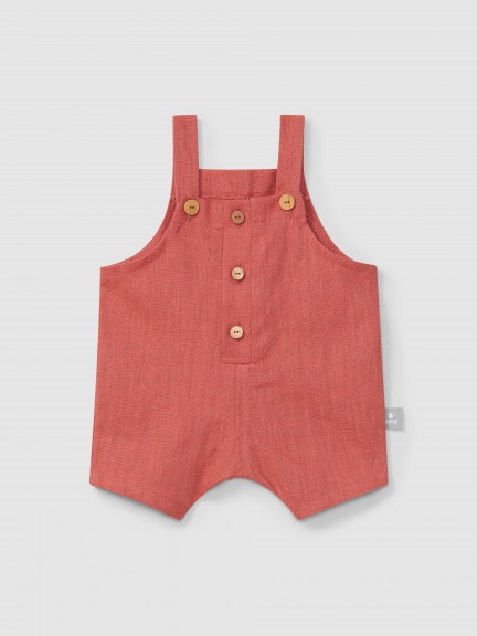 Pantalón Corto liso con peto de lino con algodón Pantalón Corto liso con peto de lino con algodón