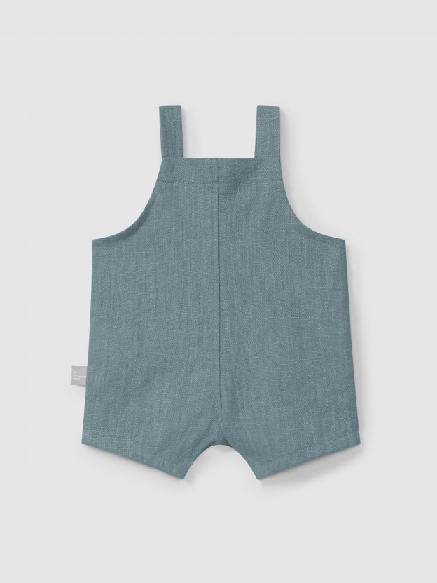 Plain dungaree shorts in linen with cotton Plain dungaree shorts in linen with cotton