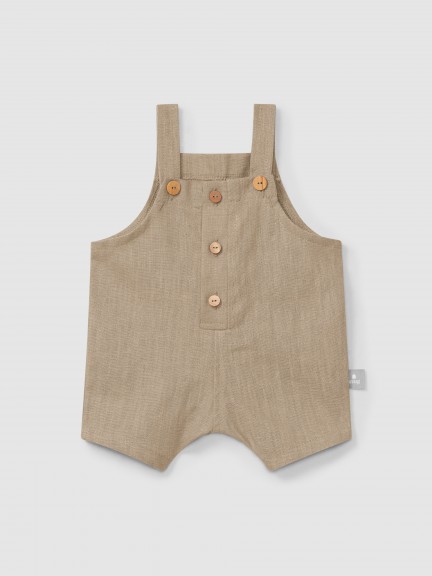 Plain dungaree shorts in linen with cotton Plain dungaree shorts in linen with cotton
