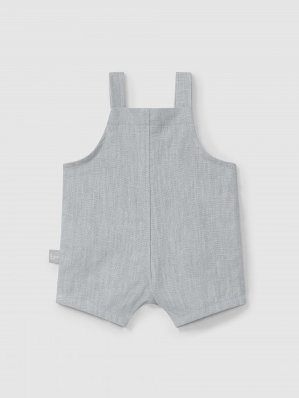 Pantalón Corto liso con peto de lino con algodón Pantalón Corto liso con peto de lino con algodón