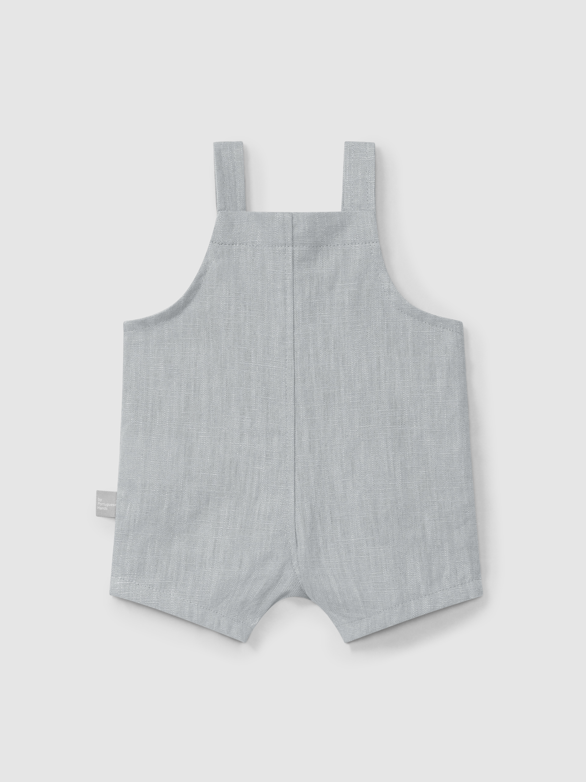 Short salopette uni en lin avec du coton