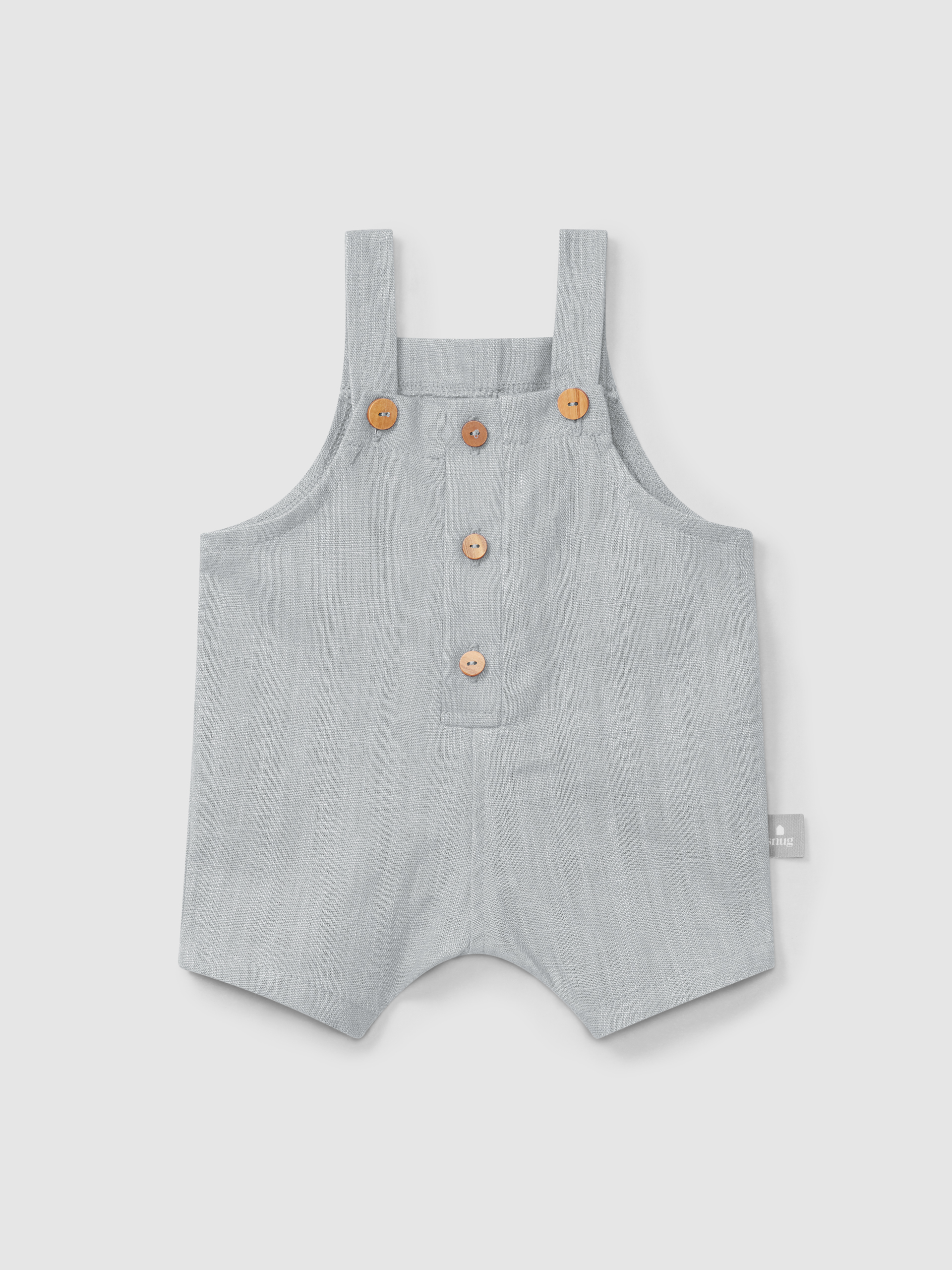 Short salopette uni en lin avec du coton