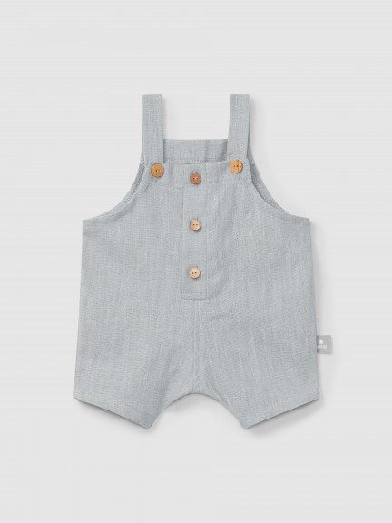 Pantalón Corto liso con peto de lino con algodón Pantalón Corto liso con peto de lino con algodón