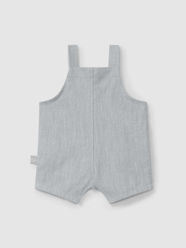 Short salopette uni en lin avec du coton Short salopette uni en lin avec du coton