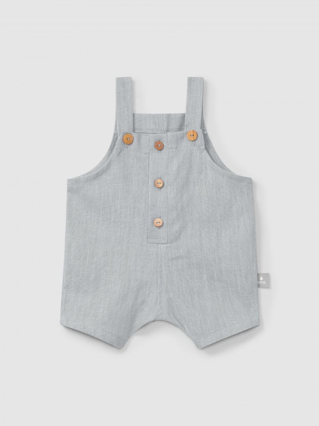 Short salopette uni en lin avec du coton Short salopette uni en lin avec du coton