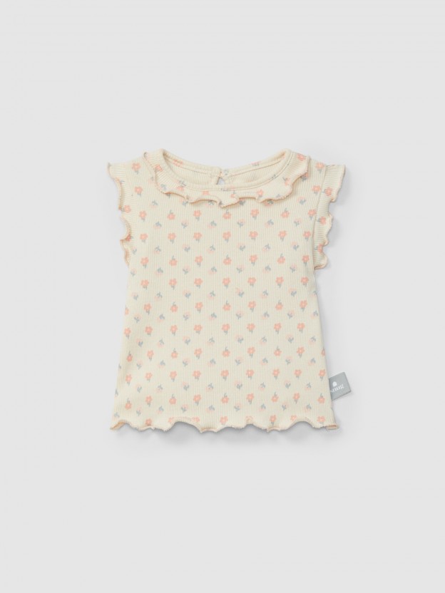 Ribbed jersey singlet floral print Ribbed jersey singlet floral print