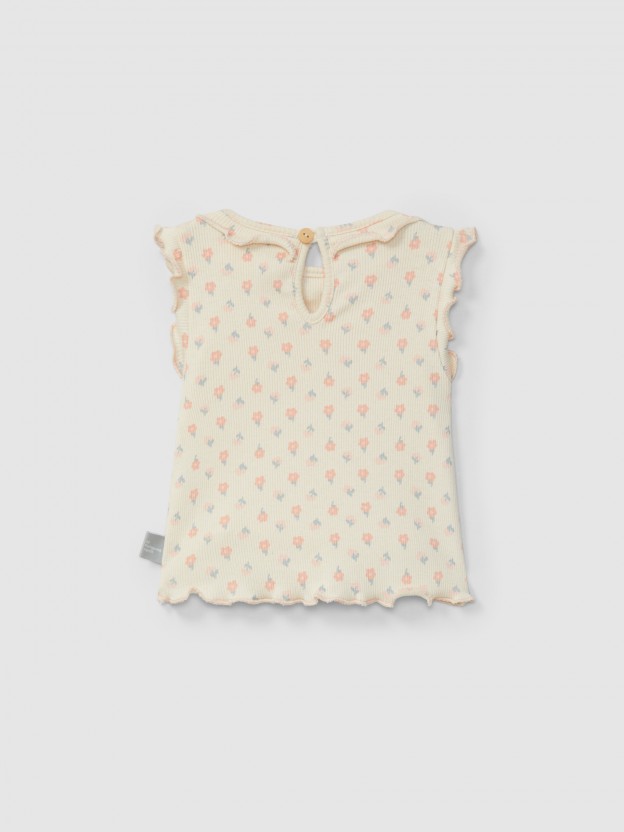 Ribbed jersey singlet floral print Ribbed jersey singlet floral print