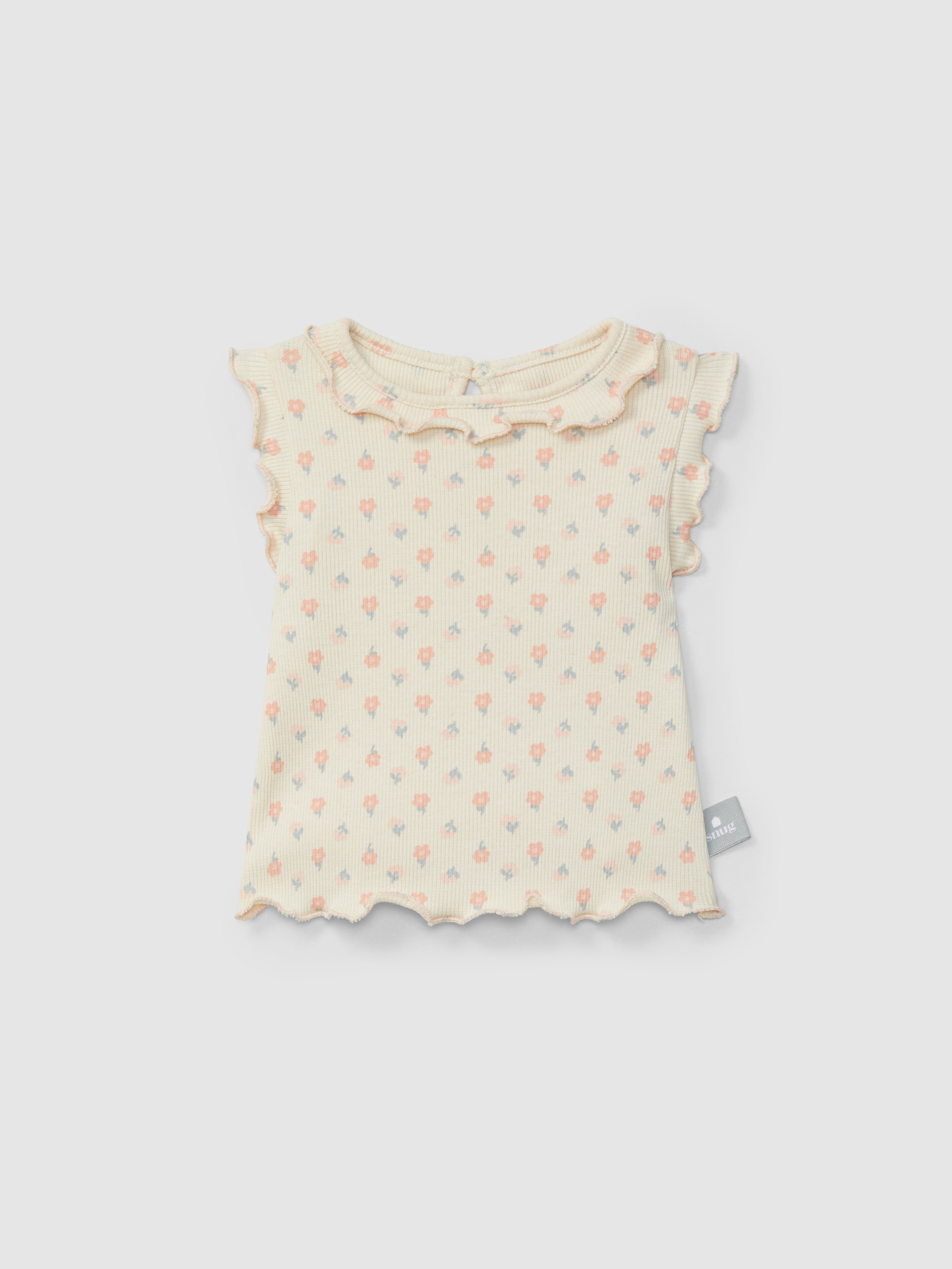 Ribbed jersey singlet floral print