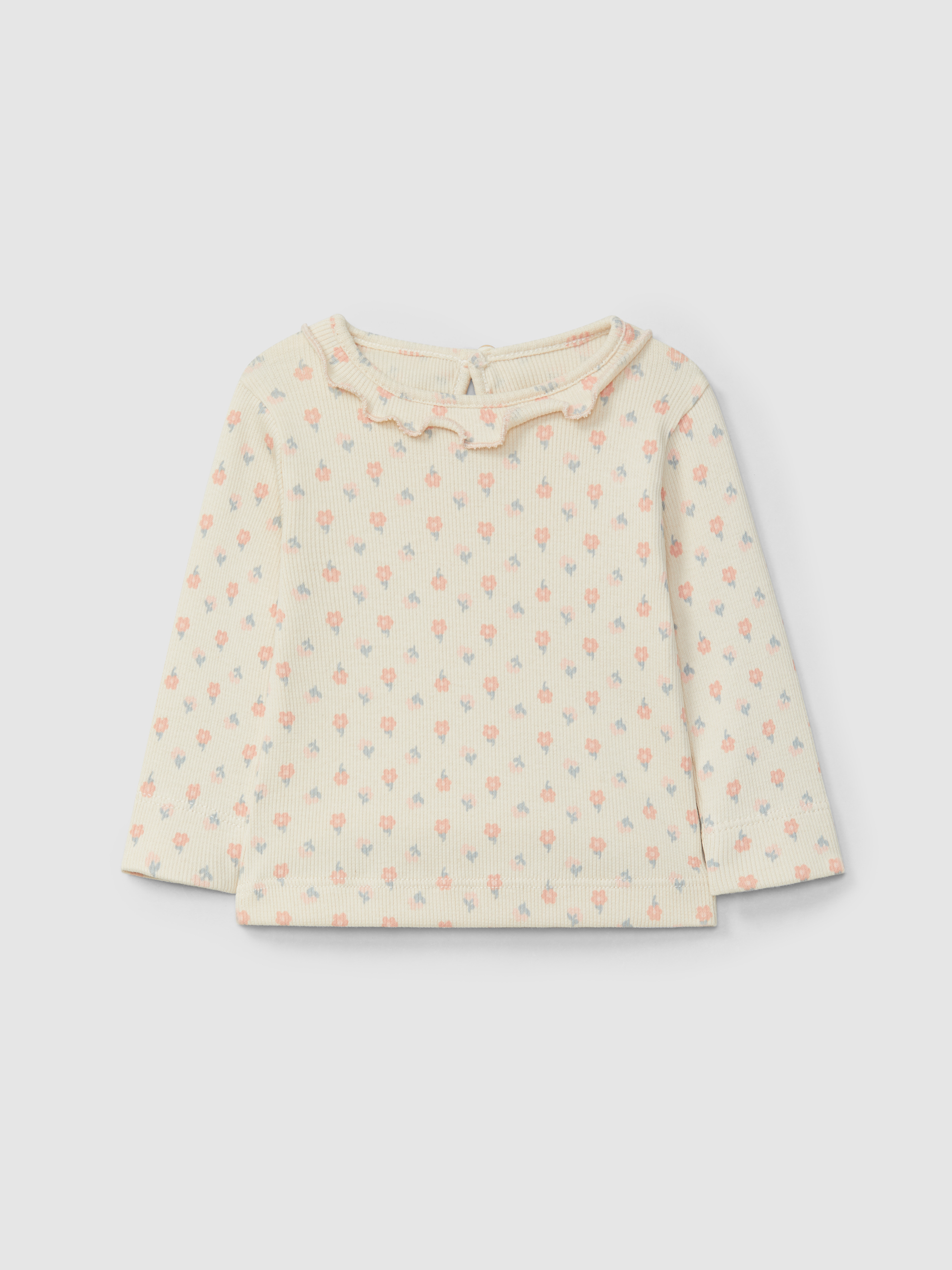 Longsleeve fleurs en maille cannelée