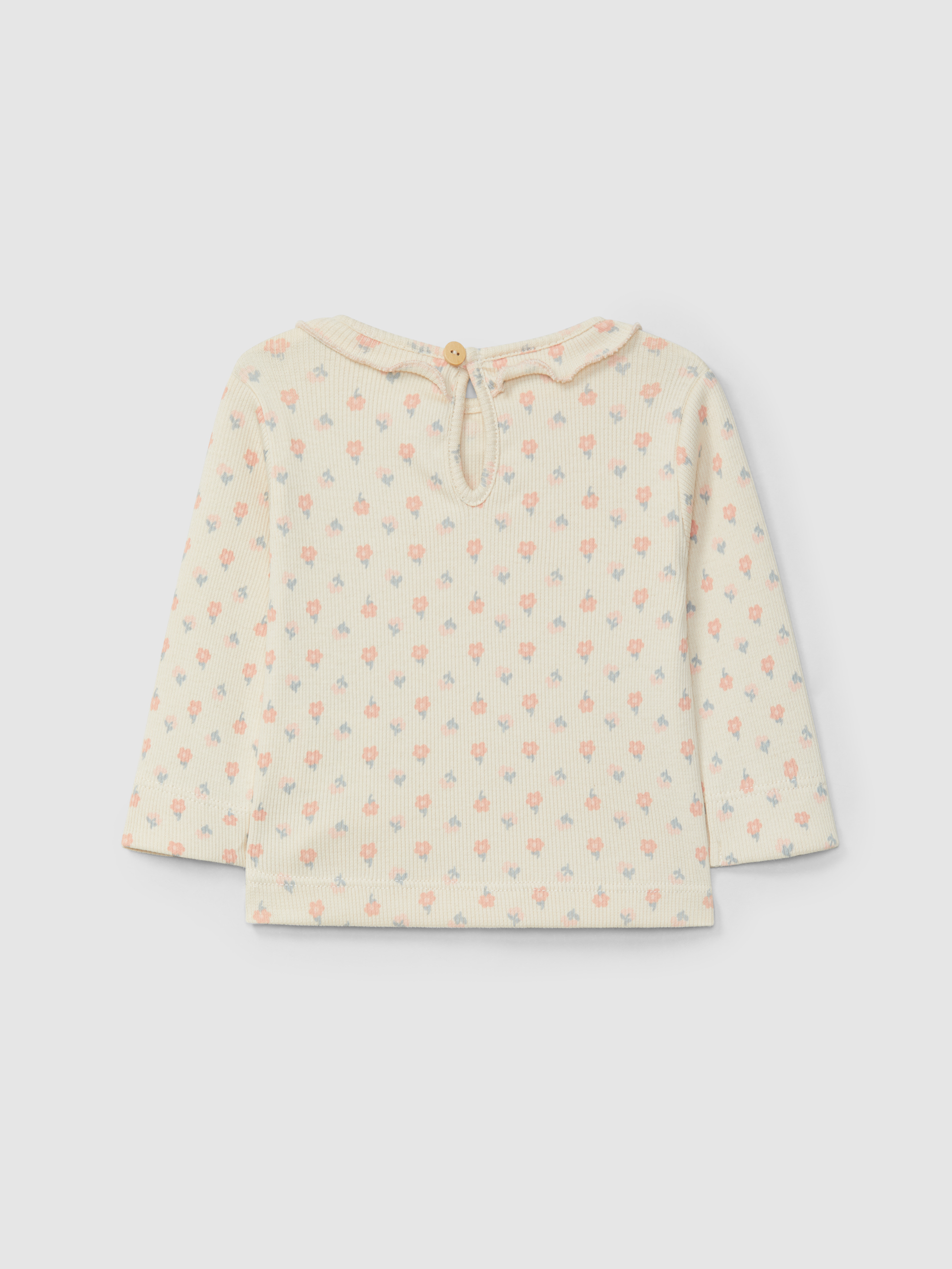 Longsleeve fleurs en maille cannelée