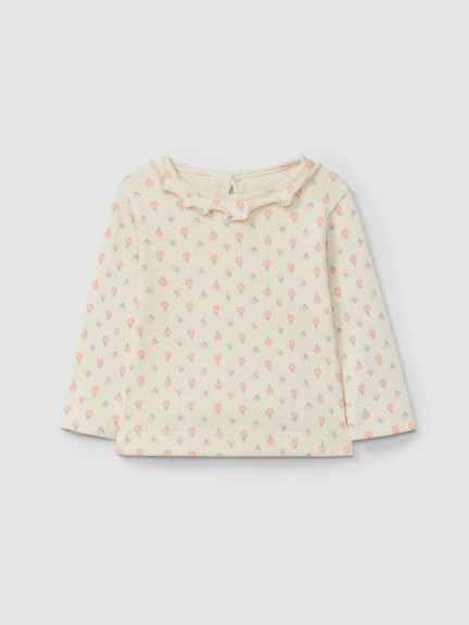 Ribbed jersey longsleeve floral print Ribbed jersey longsleeve floral print