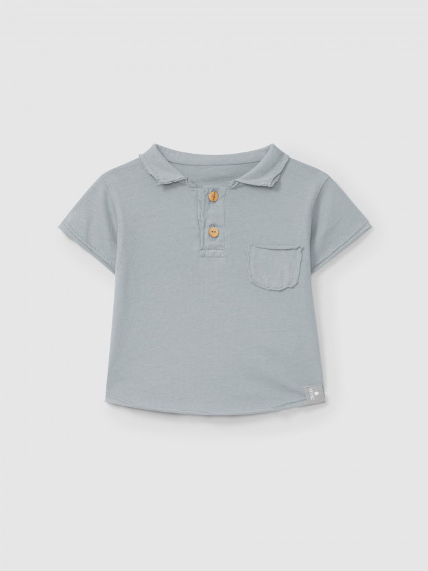 Plain polo shirt with pocket