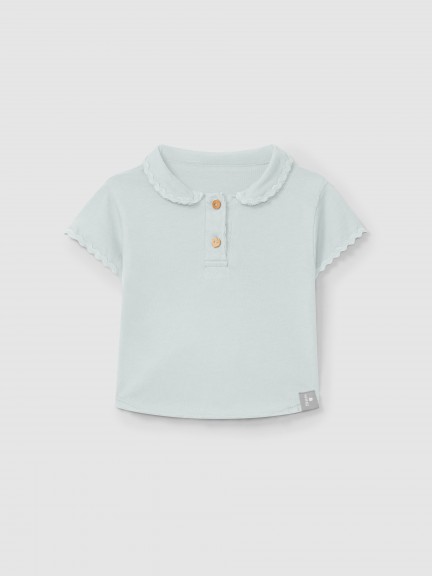 Plain polo shirt with rickrack detail Plain polo shirt with rickrack detail