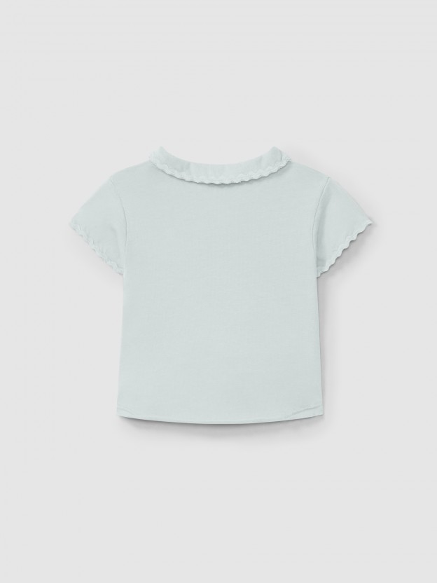 Polo liso com detalhe de espiguilha