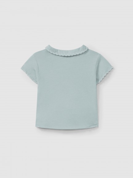Plain polo shirt with rickrack detail Plain polo shirt with rickrack detail