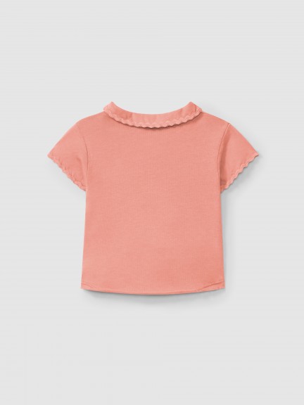 Plain polo shirt with rickrack detail Plain polo shirt with rickrack detail