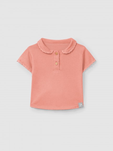 Plain polo shirt with rickrack detail Plain polo shirt with rickrack detail