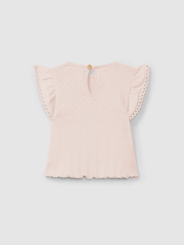 Top ajour con mangas de volante bordado ingl�s