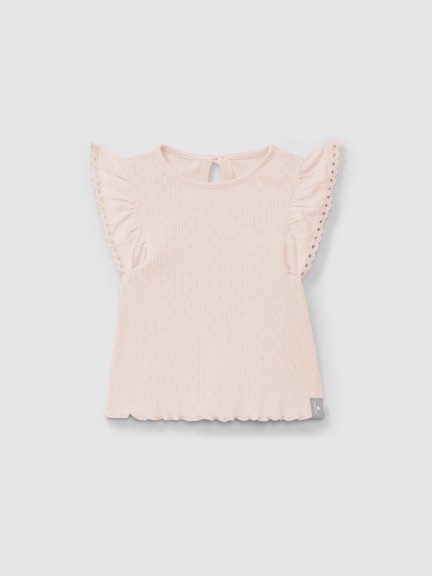 Ajour pattern top with ruffled sleeves English embroidery Ajour pattern top with ruffled sleeves English embroidery