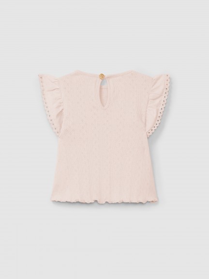 Ajour pattern top with ruffled sleeves English embroidery Ajour pattern top with ruffled sleeves English embroidery