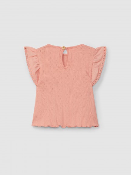 Ajour pattern top with ruffled sleeves English embroidery Ajour pattern top with ruffled sleeves English embroidery