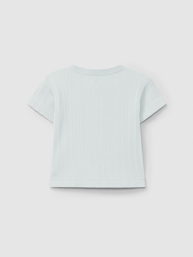 T-shirt em malha canelada T-shirt em malha canelada