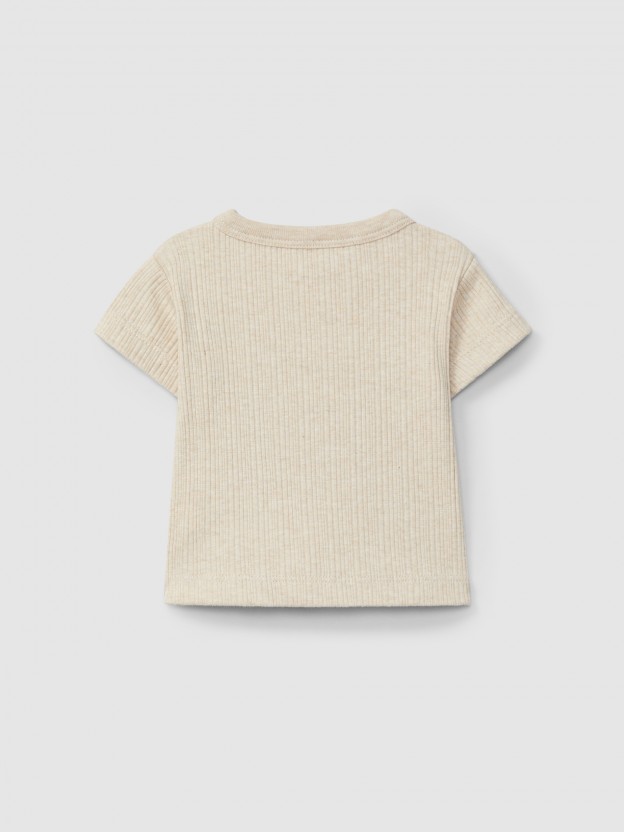 T-shirt em malha canelada T-shirt em malha canelada