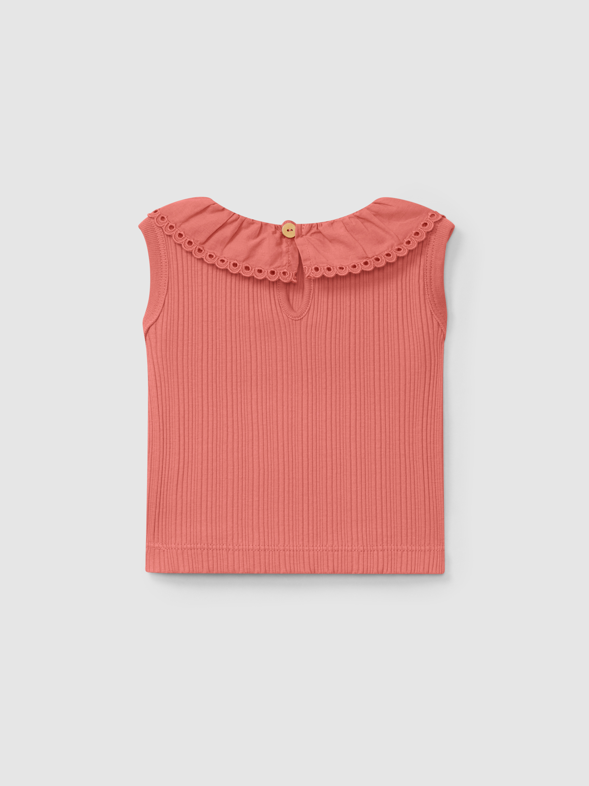 Singlet en maille cannelée et col broderie anglaise