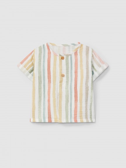 Multi-colour striped short-sleeve shirt Multi-colour striped short-sleeve shirt