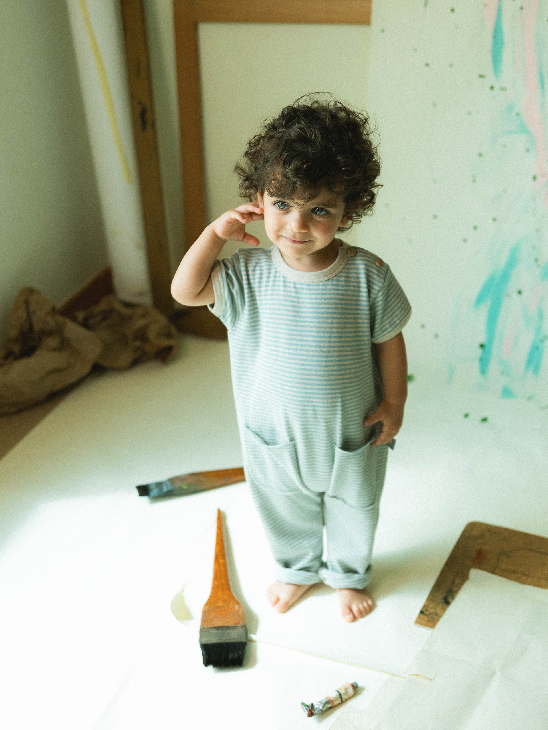 Cotton striped jumpsuit