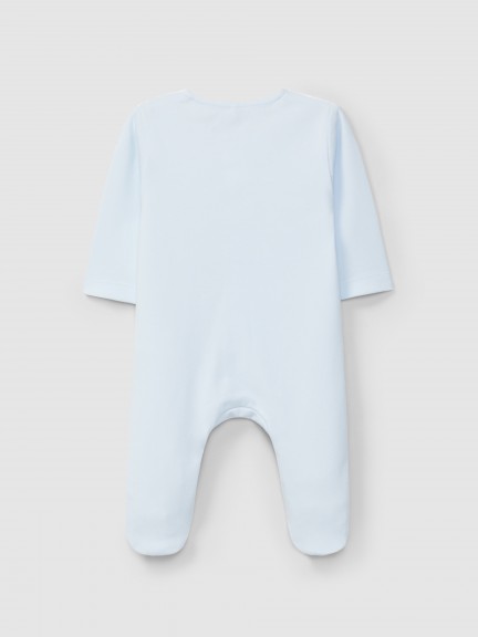 Collarless babygrow with ribbed detail Collarless babygrow with ribbed detail