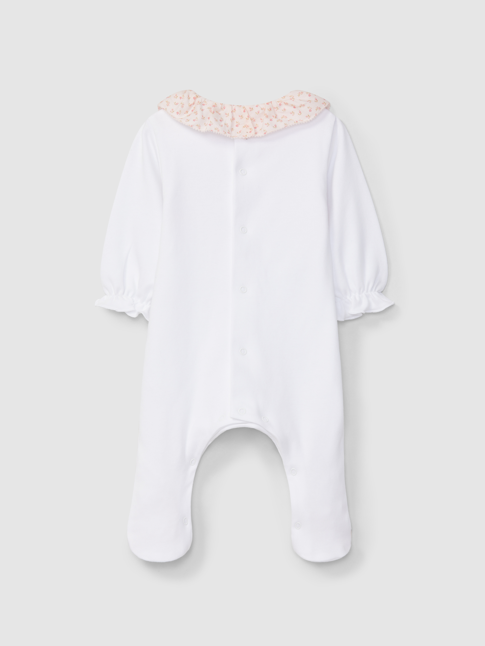 Babygrow gola de folho e flores delicadas