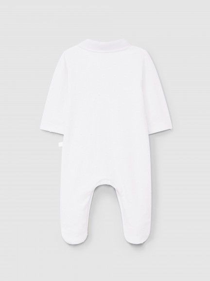 Babygrow round collar with embossed polka dots Babygrow round collar with embossed polka dots