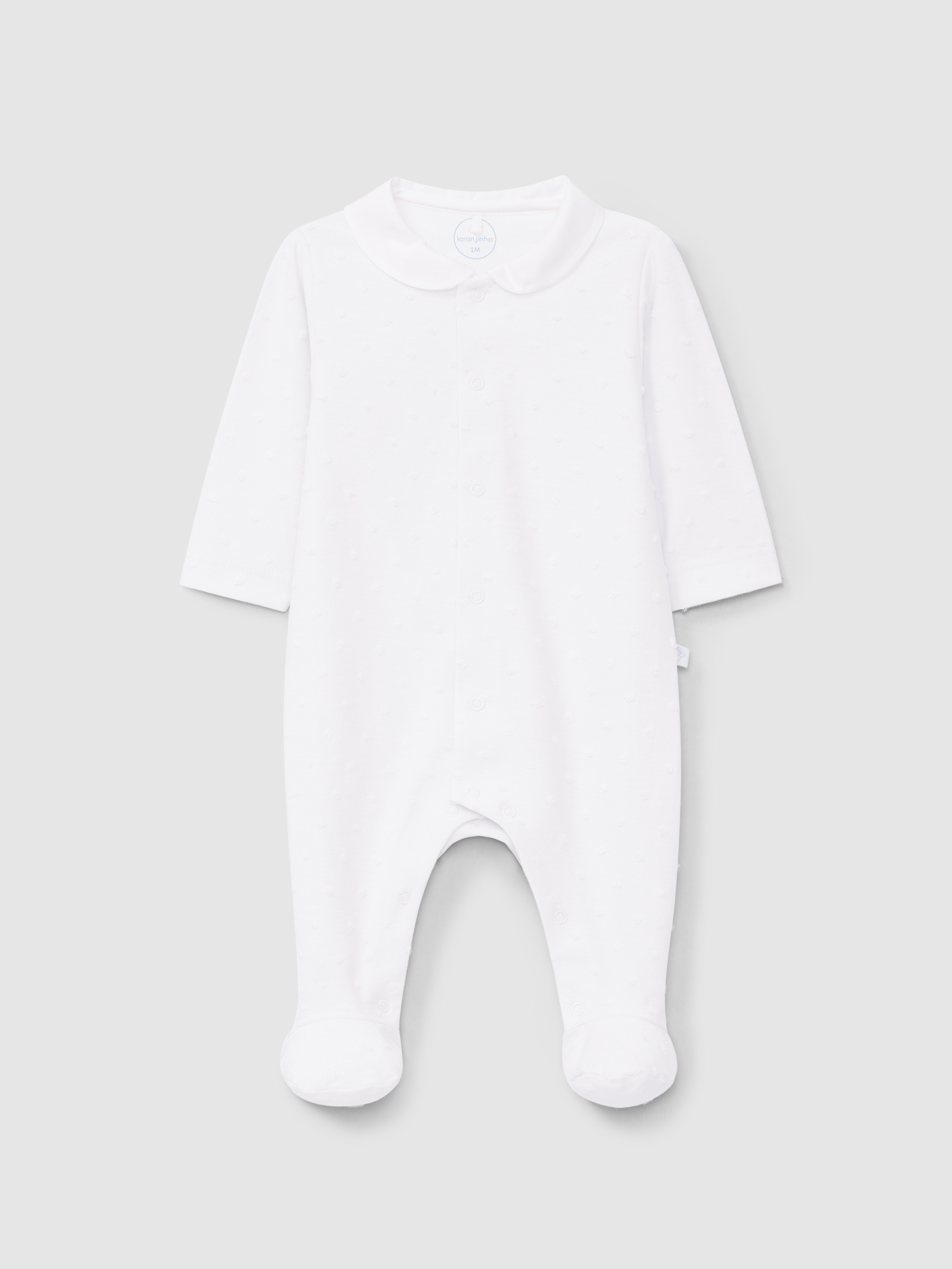 Babygrow round collar with embossed polka dots