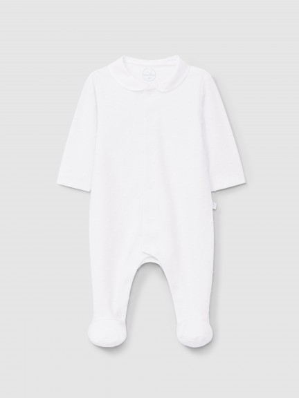 Babygrow round collar with embossed polka dots