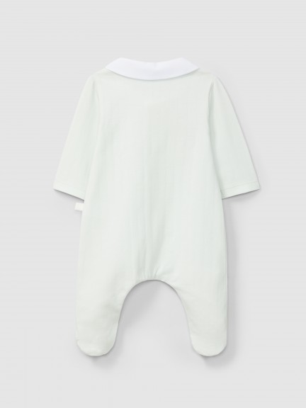 Babygrow riscas em relevo com botões decorativos na frente Babygrow riscas em relevo com botões decorativos na frente