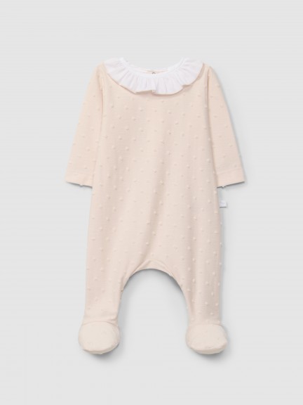 Babygrow gola de folho com pintas em relevo Babygrow gola de folho com pintas em relevo
