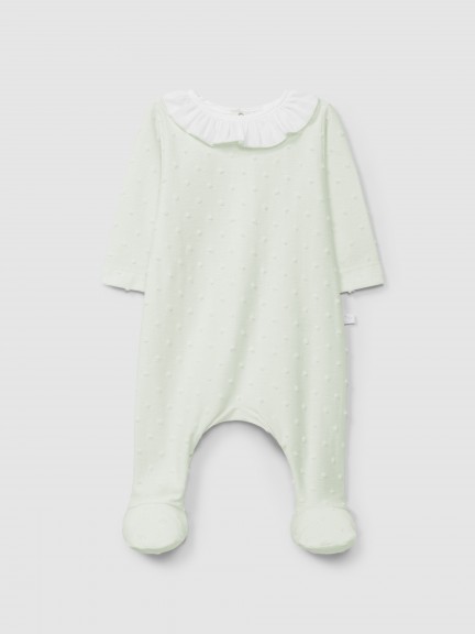 Babygrow gola de folho com pintas em relevo Babygrow gola de folho com pintas em relevo