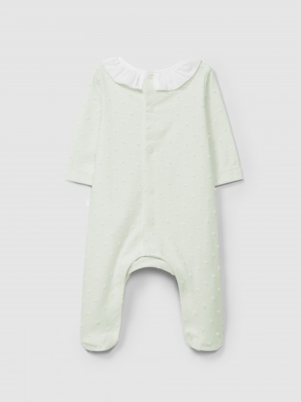 Babygrow gola de folho com pintas em relevo Babygrow gola de folho com pintas em relevo