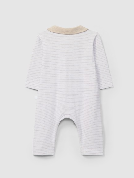 Babygrow striped double-layered jersey without feet Babygrow striped double-layered jersey without feet