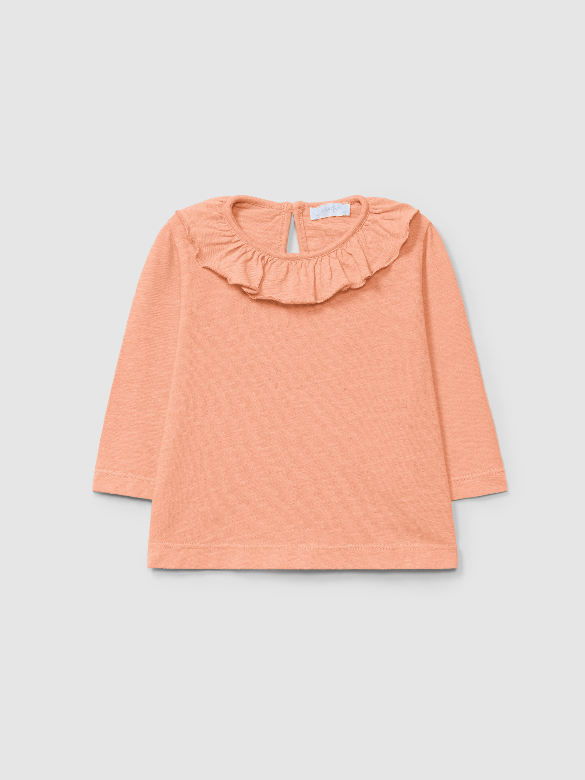 Longsleeve uni à col à volant