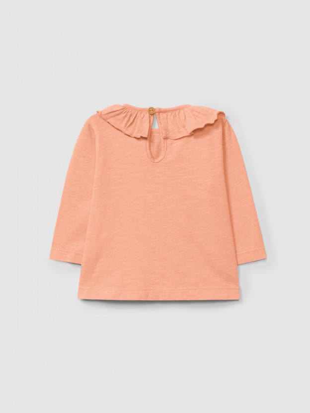 Longsleeve uni � col � volant