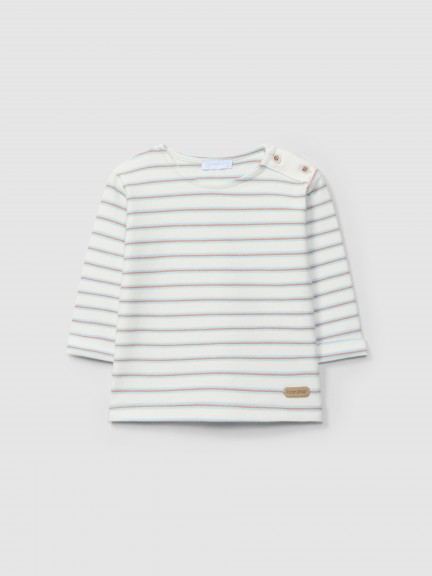 Longsleeve em felpa de riscas multicolor Longsleeve em felpa de riscas multicolor