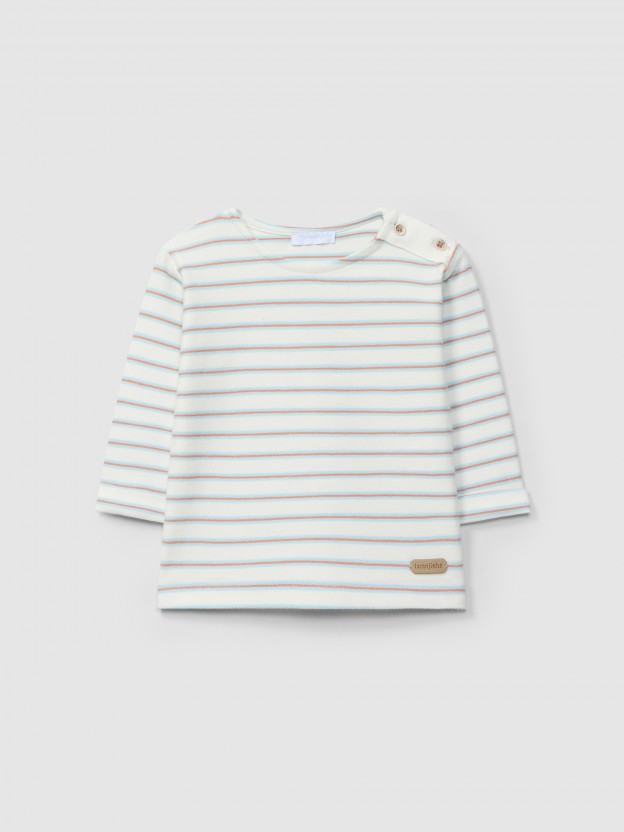 Longsleeve in multi-coloured striped plush Longsleeve in multi-coloured striped plush