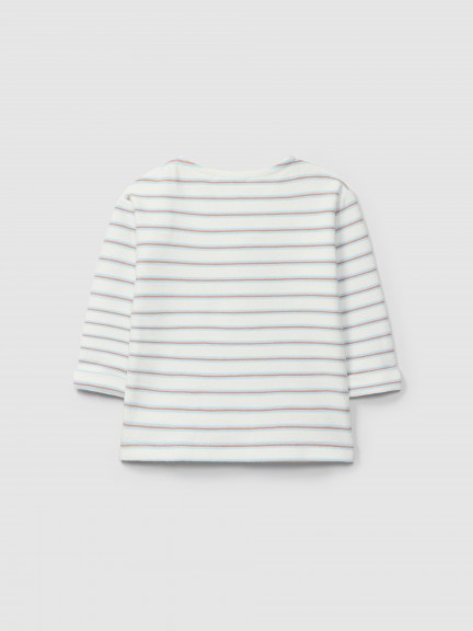 Longsleeve em felpa de riscas multicolor Longsleeve em felpa de riscas multicolor