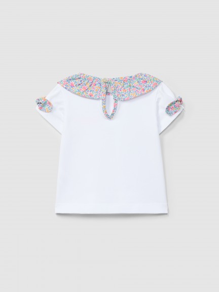 Camiseta cuello en tejido Liberty floral Camiseta cuello en tejido Liberty floral