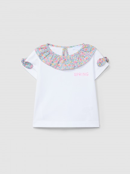 Camiseta cuello en tejido Liberty floral Camiseta cuello en tejido Liberty floral
